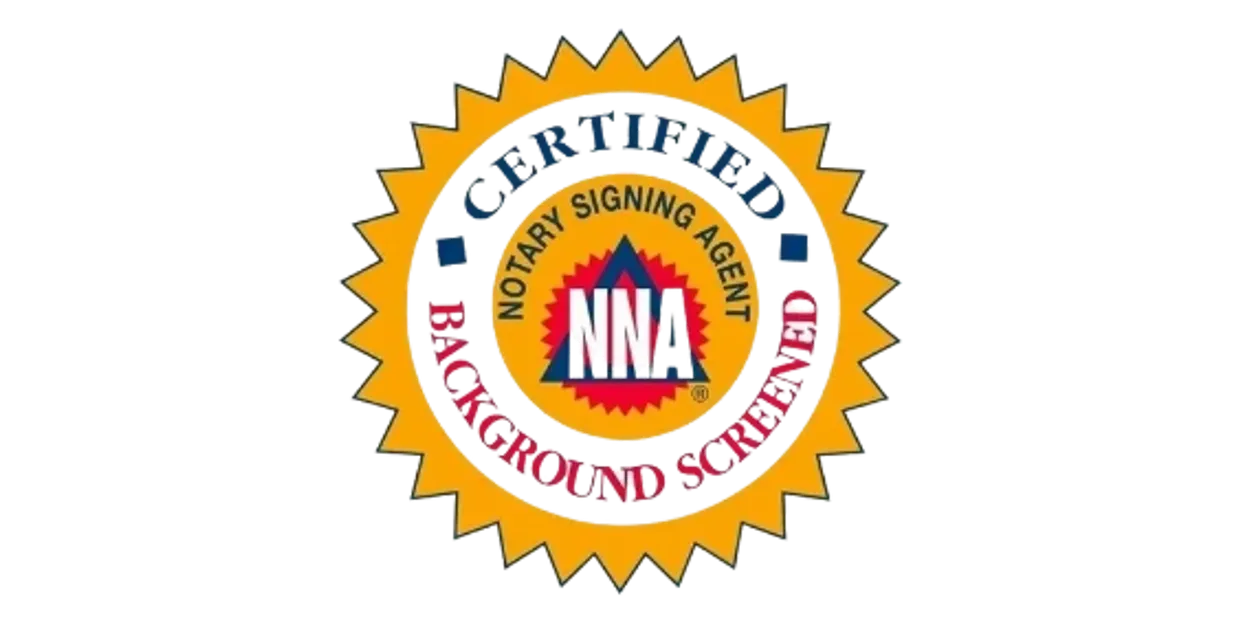 Official NNA Certified and Background Screened Notary Signing Agent seal for premier notary public new york city services.